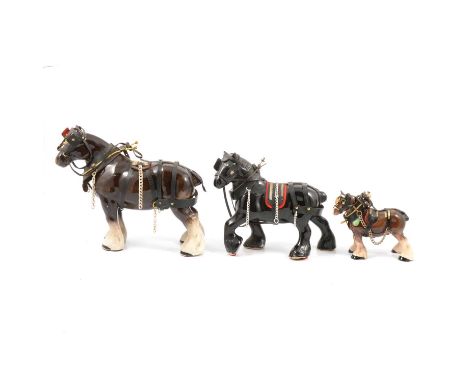 A collection of nineteen ceramic shire horses, to include Melbaware, Trantham, Token.