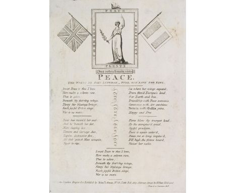 Napoleonic Broadsides. Peace, the words by John Luffman - Tune, God Save the King, engraved and publish'd by John Luffman, Oc