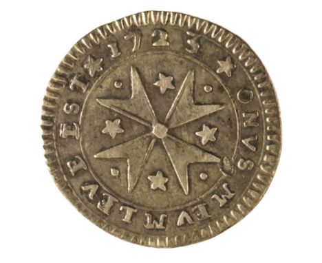 Antonio Manoel De Vilhena (1722-36). AR 2 Tari, 1723, obverse: rampant lion left, denomination each side, reverse: Maltese cr
