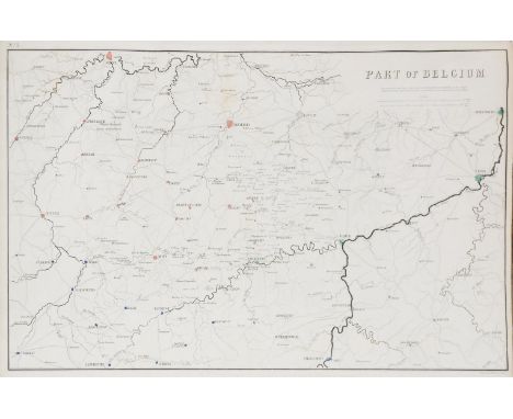 Siborne (William). Atlas of the Waterloo Campaign, 1844, numerous maps, lightly toned and spotted, red half calf gilt, rubbed