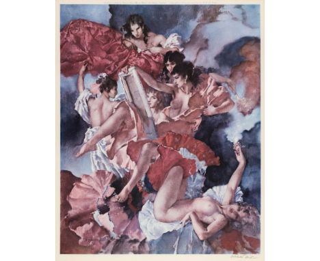 Flint (William Russell, 1880–1969). A Question of Attribution, 1963, colour reproduction print, published by Frost and Reed L