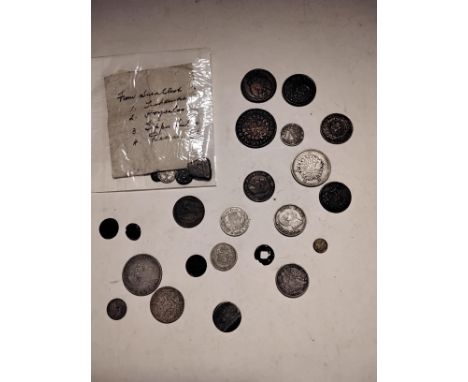 World Coins. United States Of America, Cent 1841, Great Britain, Halfcrown 1928, Sixpence 1746 Lima, Twopence 1797, together 