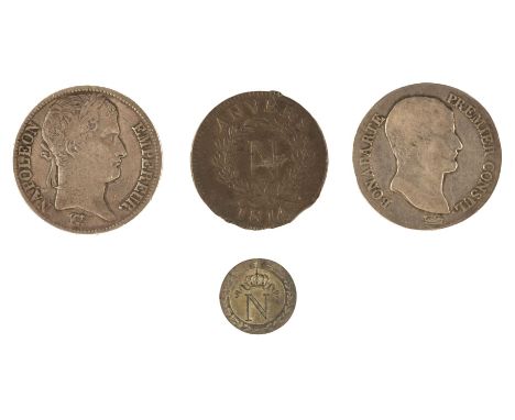 Napoleon I (1804-14). 5 Francs, AN 12, mm. T [1804], As First Consul, Nantes Mint, 5 Francs, 1811 A, Paris Mint, 10 Cents, 18