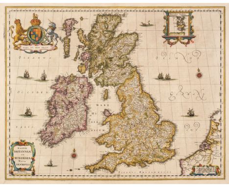 British Isles. Jansson (Jan), Magnae Britanniae et Hiberniae nova descriptio, Amsterdam, circa 1648, engraved map with contem