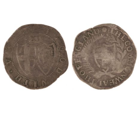  Commonwealth under Oliver Cromwell. Shilling, 1653, mm. Sun, reference: S.3217, with old collection ticketQTY: (1)