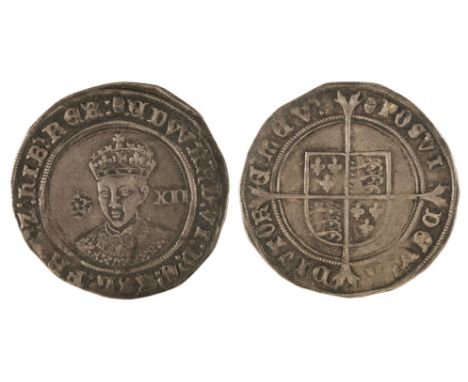 Edward VI (1547-53). Shilling, mm. Tun, 1551-3, obverse: facing crowned bust, reverse: long cross over shield of arms, refere