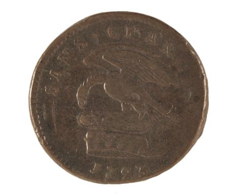 Isle Of Man. James Stanley, Tenth Earl of Derby, Pattern Penny, 1723, Maguire/Poole Issue In Copper, obverse: eagle and child