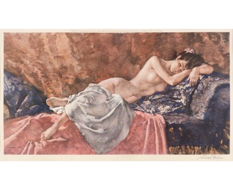 Flint (William Russell, 1880–1969). Reclining Nude II, 1967, colour reproduction print published by Frost and Reed Ltd., in a