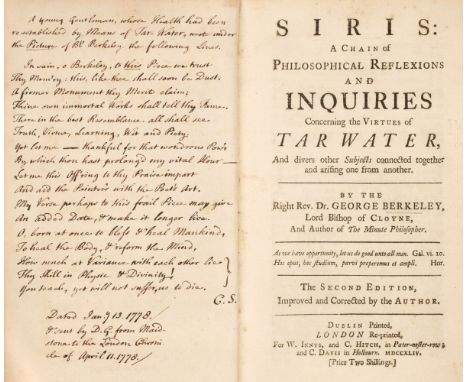 Berkeley (George). Siris: A Chain of Philosophical Reflexions and Inquiries Concerning the Virtues of Tar Water, and divers o