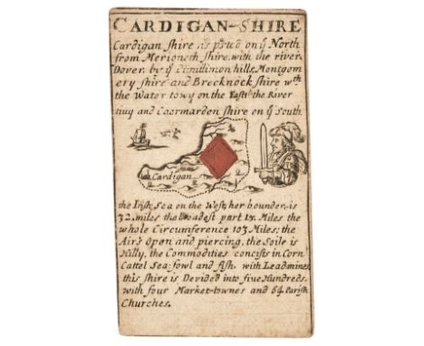 Cardiganshire. Redmayne (William), Cardigan-Shire, circa 1676, engraved playing card map of Cardigan (Jack of diamonds), with