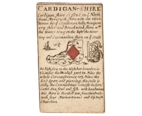 Cardiganshire. Redmayne (William), Cardigan-Shire, circa 1676, engraved playing card map of Cardigan (Jack of diamonds), with