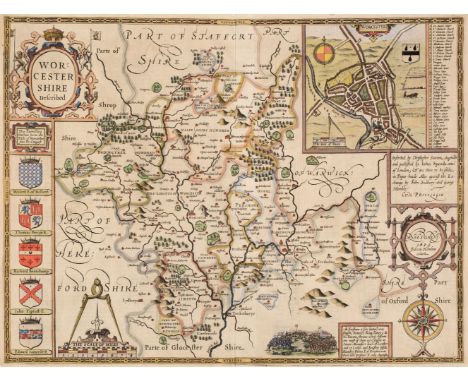 Worcestershire. Speed (John), Worcestershire Described, John Sudbury &amp; George Humble [1616], hand-coloured engraved map, 