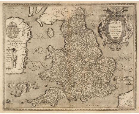 England &amp; Wales. Ortelius (Abraham &amp; Saxton Christopher), Anglia Regnum si quod aliud in toto Oceano ditissimum et fl