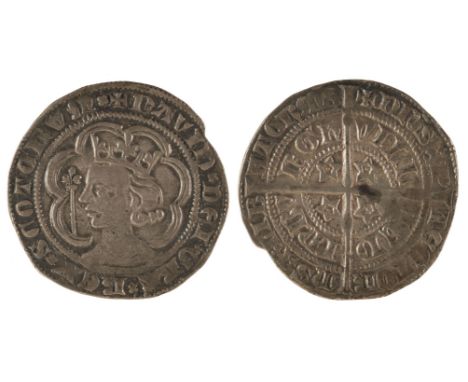 David II (1329-71). Groat, Edinburgh Mint, second coinage, 1357-67, obverse: larger young bust left facing sceptre, reverse: 