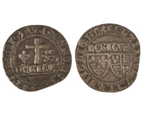 France. Anglo-Gallic. Henry VI (1422-61). AR Grand Blanc, mm, Leopard Passant. Rouen Mint, obverse: HENRICVS over French and 
