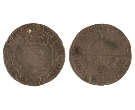 Henry VIII (1509-47). Groat, Second Coinage, mm. Lis, 1544-47, Laker Bust D, obverse bv: profile portrait right, reverse: cro