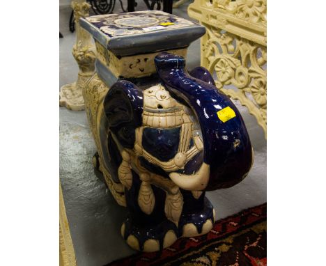 BLUE CERAMIC ELEPHANT SEAT