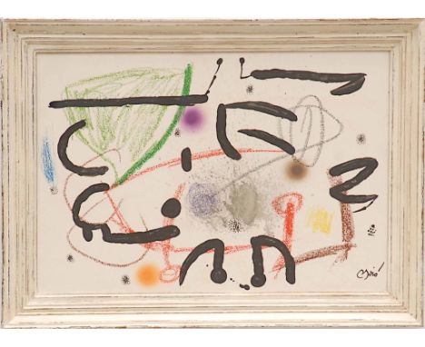 JOAN MIRO, untitled, 1975 lithograph, signed in the plate, suite: Maravillas con variaciones acrosticas, copy of signed justi