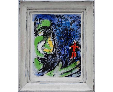 MARC CHAGALL, 'Profile and red child', original lithograph, 32cm x 24cm, published Mourlot, 1960 ref. 284, framed.