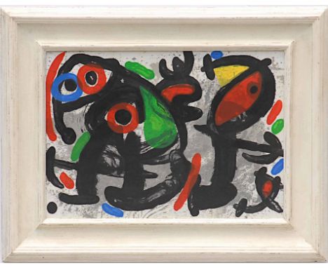 JOAN MIRO, lithograph, 1970 untitled, 38cm x 53cm, framed.