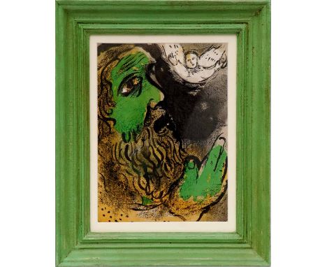 MARC CHAGALL 'Job Praying', 1960, original lithograph, Cramer 42, published by Mourlot, 34cm x 25cm, ramed.