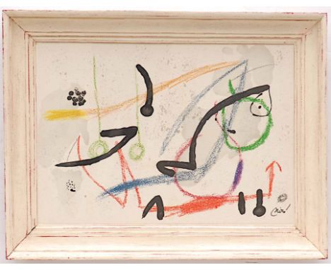 JOAN MIRO, untitled 1975 lithograph, signed in the plate, suite: Maravillas con variaciones acrosticas, copy of signed justif