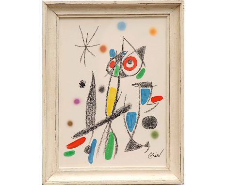 JOAN MIRO, untitled 1975 lithograph, signed in the plate suite: Maravillas con variaciones acrosticas, copy of signed justifi