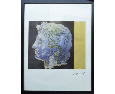 ANDY WARHOL 'Bust Profile', lithograph from Leo Castelli gallery, stamped on reverse edited by G Israel on Arches paper, numb