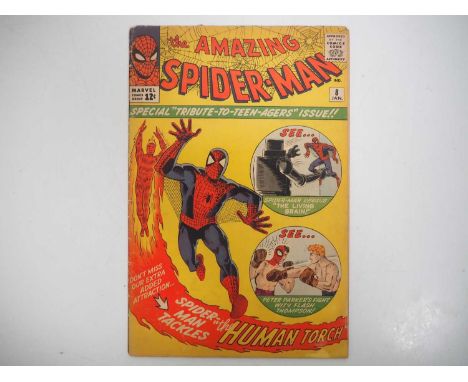AMAZING SPIDER-MAN #8 - (1964 - MARVEL) - Peter Parker fights Flash Thompson + Fantastic Four appearance in a back-up story w