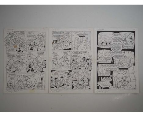 MANNY GALAN  ORIGINAL ART FOR KNUCKLES THE ECHIDNA  (2 in Lot) - Three (3) pages of original art by Manny Galan which appeare