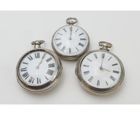 William IV silver pair cased verge pocket watch, Birmingham 1836, the dial with Roman numerals, the movement signed 'J Owen P