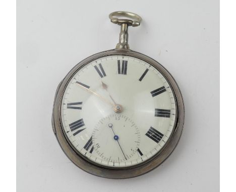 Rare George III silver pair cased rack lever pocket watch, by Litherland, Liverpool, the case hallmarked Chester 1802, plain 