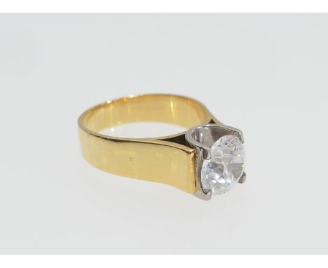 9ct gold cubic zirconia solitaire dress ring, size approx. 5.8cts, size Q, gross weight approx. 8.7g (Please note condition d