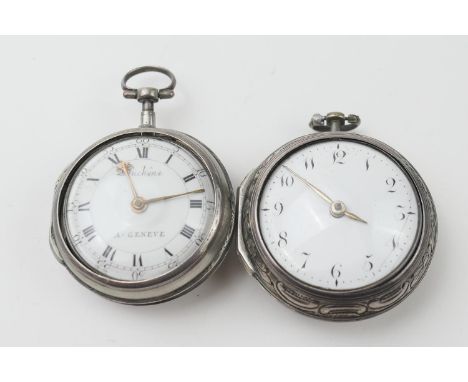 George III silver pair cased verge pocket watch, by J Wilders, London, hallmarked London 1784, repousse outer case worked wit