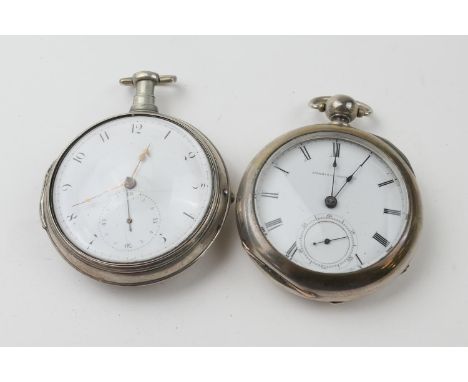 George III silver pair cased verge pocket watch, by M Tobias & Co., London, hallmarked London 1801, plain outer case, white e