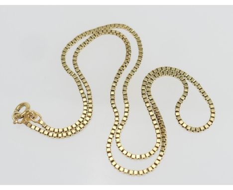 18ct gold box link choker necklace, with bolt ring clasp, length 39cm, weight approx. 7.6g (Please note condition does not fo