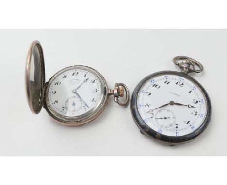 Swiss Bank Corporation 50th Anniversary niello silver pocket watch by Zenith, circa 1922, white enamelled dial with subsidiar