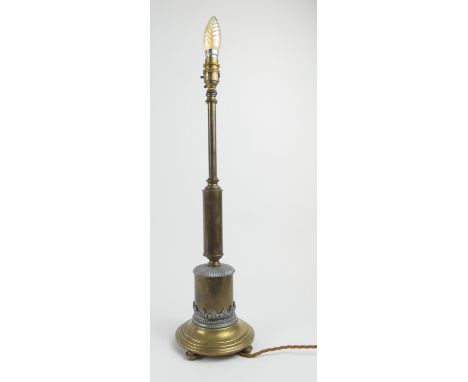20th Century brass and mixed metal table lamp, height to the bulb fitting 55cm (Please note condition does not form part of t