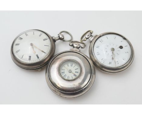 Early Victorian silver half hunter verge pocket watch, by Richard Rogers, Dudley, hallmarked Birmingham 1838, the outer case 