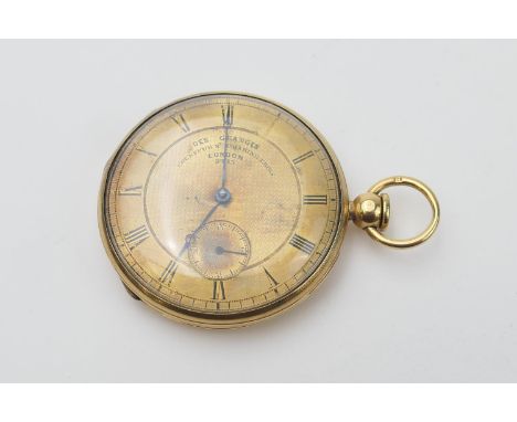 Rare George IV 18ct gold pump wind pocket watch, by De Granges, London, hallmarked London 1829, gilt coloured dial, subsidiar