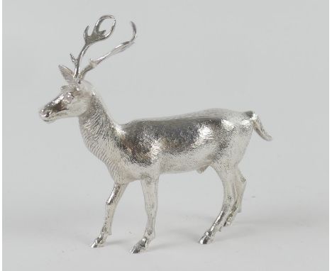 Modern cast silver model of a stag by A E Jones, Birmingham 1972, height 11.5cm, weight approx. 262g (Please note condition d