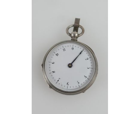 Swiss unmarked silver cased pedometer, by F Wuilleumier Renan, circa 1900, engine turned case, the dial numbered 0-11, 43mm d