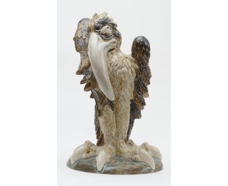 Cobridge stoneware grotesque bird, en homage to the Martin Brothers, impressed marks, painted initials 'MW', height 24cm (Ple
