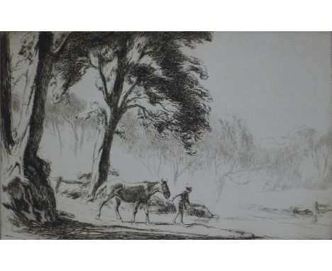 SOPER, GEORGE (1870-1942) British (AR), Leading Pony to the Stream, etching, circa 1921. 29 x 18 cm.