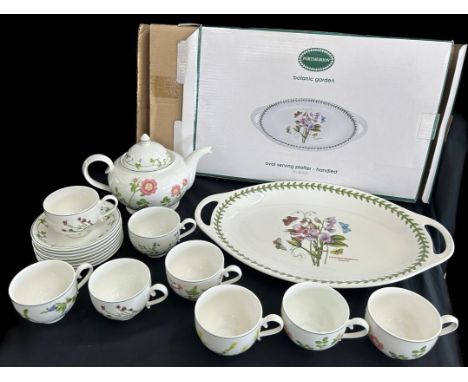 Boxed Port Merion oval platter,Welsh wild flowers teapot, 6 cups and saucers