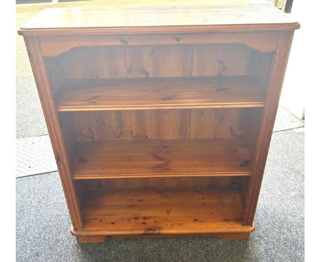 Pine 3 shelf bookcase, approximate measurements: Height 39 inches, width 33 inches ,depth 11 inches