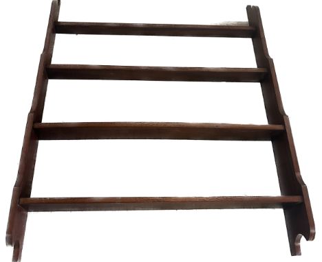 Mahogany four shelf wall rack measures approx 42 inches tall by 37 inches wide and 7 inches deep