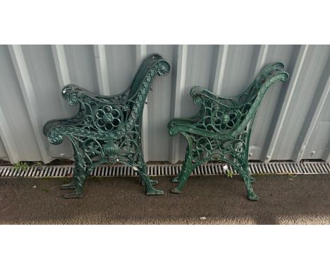 Two cast iron ends one for a chair the other for a bench 