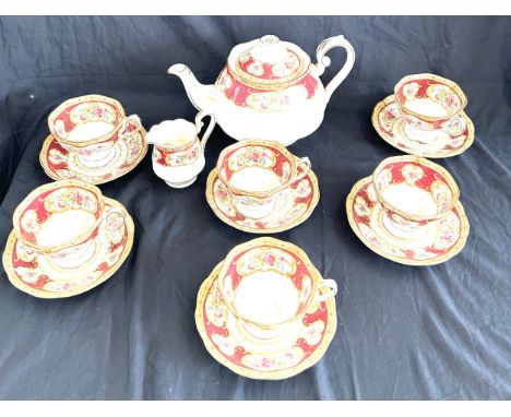 Royal Albert Lady Hamilton 14 piece tea set to include tea pot, cups, saucers etc Overall good condition no chips, cracks or 