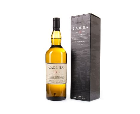 CAOL ILA 12 YEARS OLD - ONE LITRE Active. Port Askaig, Islay. Single Malt Scotch Whisky. One litre, 43% volume, in carton.
